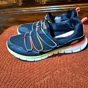 Skechers Womens Sport Dual Lite 11793EW Black Running Shoes Sneakers Size 7.5